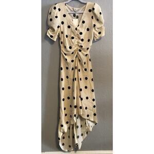 A New Day Crepe Midi Dress Womens XS Polka Dot Hi-Lo Casual Everyday Lightweight